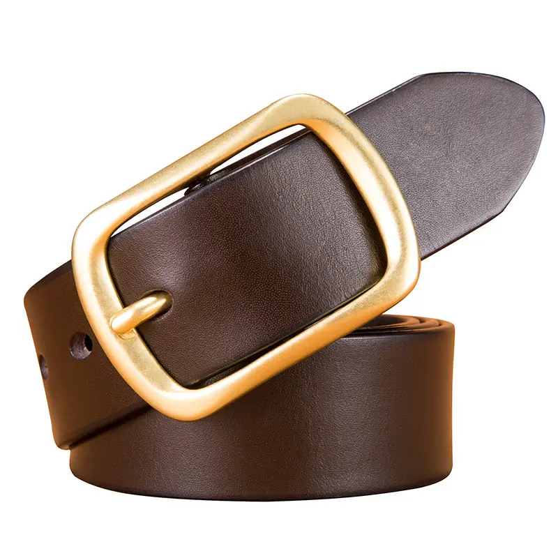 3.8センチメートルWidth Solid Brass Pin Buckle Genuine Leather Belt MenのBelt Genuine Leather BeltsためMen