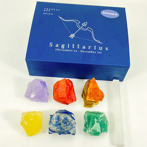 Nuovo arrivo Reiki quarzo costellazione Set dodici pietre zodiacali di cristallo naturale intagliato a mano incisione souvenir scatola regalo per il nuovo - Product Image 4
