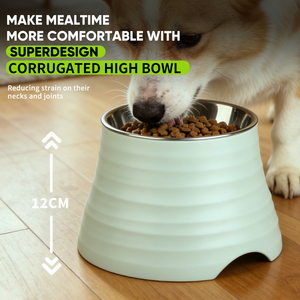 Gamelle surélevée ondulée en acier inoxydable 304, anti-renversement, ergonomique pour le cou, de qualité alimentaire pour chiens et chats - Product Image 2