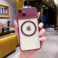 Housse mince magnétique pour iPhone 16 12 Pro Max, grande fenêtre, protection de caméra, chargement sans fil, étui pour téléphone portable, galvanoplastie