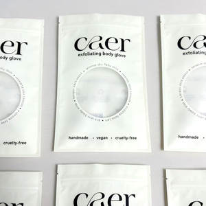 Custom Logo Printed Clear Window Resealable Plastic Stand Pouch For Bath Exfoliating Body Glove Skincare Product Packaging Bag - Product Image 5