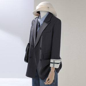 Nuovo cappotto da donna primavera autunno 2025 per il tempo libero con blazer di nicchia di nicchia con Design a contrasto di senso avanzato - Product Image 3
