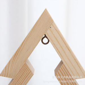 Wooden Christmas <b>Tree</b> <b>Ornament</b> Natural Wood Color Pine Material Triangle Shape Desktop Display Decorative Prop - Product Image 4