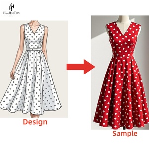 ODM personnalisé de haute qualité à pois robe en coton à la mode pour femmes longueur midi imprimé robes à pois directement de l'usine - Product Image 1