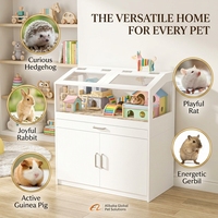 Cage à hamster de style meuble personnalisée avec armoire de rangement, habitat pour petits animaux avec panneau en acrylique et plateau