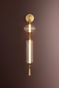 Lámpara de Pared Moderna para Hotel, Restaurante o Cocina, con Pantallas de Vidrio Transparente Acanalado <span class=keywords><strong>Fiorello</strong></span>, Base de Latón Macizo Antiguo - Product Image 4