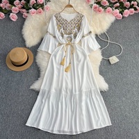 Robe Abaya Maxi Élégante en Coton pour Femme, Broderie Moyen-Orient, Qualité Supérieure, Tradition Musulmane, Prix Usine 2026