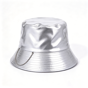 Sombrero de Pescador de PU Patentado con Cadena Metálica Decorativa, Impermeable, Protección UV, Casual, para Viajes al Aire Libre - Product Image 4