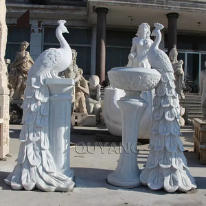 QUYANG casa decoración tallada a mano piedra Natural <span class=keywords><strong>señora</strong></span> estatuas <span class=keywords><strong>Pilar</strong></span> grande mármol blanco poste de luz - Product Image 5