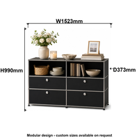 Buffet contemporain modulaire bleu clair en métal avec deux portes, armoire de rangement à cadre chromé pour salon, salle à manger, maison, taille personnalisée
