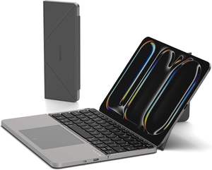 Stock Rechargeable Slim Portable bluetooth Wireless <b>Tablet</b> Foldable Keyboard with Touchpad and case <b>Stand</b> - Product Image 1