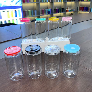 Gourde réutilisable en plastique de 16 oz pour enfants, incassable, pour pique-nique en extérieur, avec couvercle et paille, transparente, type bidon Jerry - Product Image 6