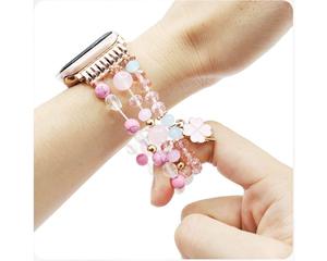 Bracelet tendance fait main avec perles pour Apple Watch Series 10/SE/9/8/7/6, bracelet élastique extensible bohème pour femme - Product Image 5