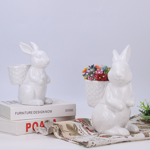 وعاء سيراميك على شكل أرنب بتصميم سلة من أوديكو، إناء صغير للنباتات العصارية لتزيين الرفوف وكهدية لمحبي الحيوانات - Product Image 6