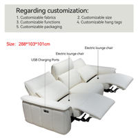 Canapé inclinable électrique double 3 places en cuir personnalisé, design moderne et luxueux, extensible, pour salon