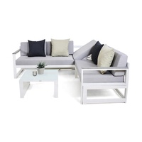 Weiß Günstige Moderne L-Form Garten Schnitts itz Couch Möbel Außen terrasse Aluminium Lounge Ecksofa Set für den Außenbereich
