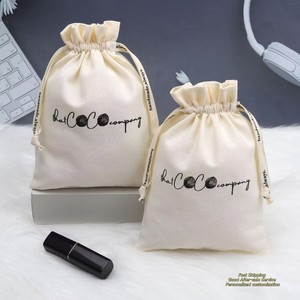 Sac à cordon en coton et lin tendance, personnalisable avec logo imprimé, pour chaussures, parfums, emballage cadeau, pochette anti-poussière - Product Image 1