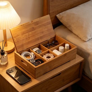 Boîte de rangement personnalisée à 5 compartiments, organisateur divisé avec couvercle et poignées latérales pour bureau et maison, vente en gros - Product Image 2