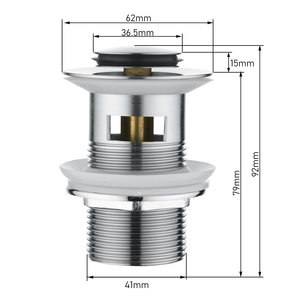 Stainless Steel Universal Overflow Type <b>Bathroom</b> sink Wash Basin Stopper Filter pop up <b>drain</b> - Product Image 4