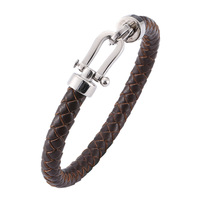 Gothique Trkische Accessoires Homard Fermoir Élégant Vintage Correspondant En Acier Inoxydable Brun Tissage Bracelet En Cuir Bijoux pour Hommes