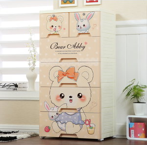 Armoire en <span class=keywords><strong>plastique</strong></span> colorée avec impression de dessins animés, armoire de rangement en <span class=keywords><strong>plastique</strong></span> pour bébé avec tiroirs et verrou - Product Image 2