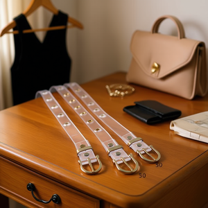 Cintura Trasparente con Occhielli 2.3Cm per Donna, Cintura alla Moda con Fibbia in Metallo - Product Image 3