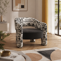 Fauteuil lounge incurvé en tissu design avec assise noire, chaise d'appoint contemporaine pour hall d'hôtel, café, club et réception
