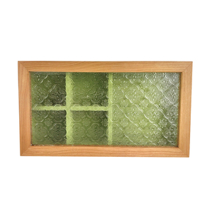 Caja de regalo de joyería de terciopelo de madera de cerezo de lujo grande con logotipo personalizado con tapa de vidrio en relieve para anillos, pendientes, pulseras, Relojes - Product Image 4