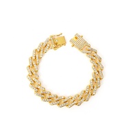 Bracelet chaîne Miami losange 13mm largeur alliage glacé et une rangée de strass Hip Hop