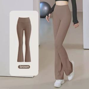 Ventes chaudes – Pantalon de yoga évasé sans couture blanc à logo personnalisé, très élastique, pour femme, idéal pour la gym, la <span class=keywords><strong>danse</strong></span> et la course à pied - Product Image 3