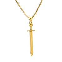 Mode acier inoxydable hommes bijoux 18k or acier inoxydable croix épée pendentif collier poignard pendentif chaîne collier