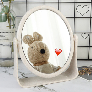 Desktop Makeup <b>Mirror</b> Double-Sided Rotating Round Off-<b>White</b> Simple Dressing <b>Mirror</b> For Home Bedroom Dormitory Student Use - Product Image 3