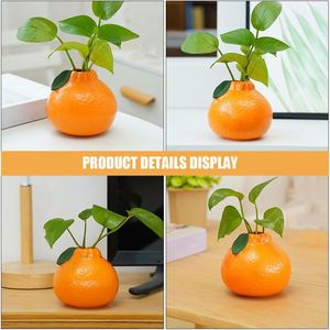 Orange Shaped Decorative <b>Vase</b>, <b>Small</b> Hydroponic Plant Pot, Faux Ceramic Style Tabletop Flower Holder for Office, Home Decor - Product Image 5