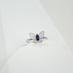 Bague papillon en argent 925 avec saphir, style tendance pour femmes - Product Image 3
