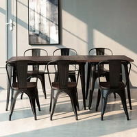 Meubles de restaurant de luxe léger, style industriel vintage, table et chaises en fer et bois, style loft, pour restauration rapide, café, salon de thé