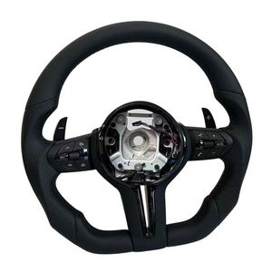 Volante Deportivo de Cuero Negro Perforado para <span class=keywords><strong>BMW</strong></span> A6 A3 A4 A5 Q5 RS3 RS7 Q7 C6 C8 A8 S6 S7 B8 B8.5 B9 S3 <span class=keywords><strong>S4</strong></span> S5 - Product Image 1
