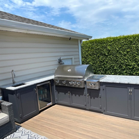 Vente en gros d'armoires de cuisine extérieures ignifuges avec barbecue frais au toucher Armoire de cuisine extérieure en acier inoxydable SS304