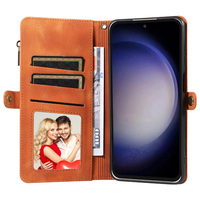 Dompet Kulit PU untuk Samsung S23 FE, 9 Slot Kartu + Kantong Koin Ber-resleting, Penyangga, Pemblokir RFID, 360 °   Perlindungan