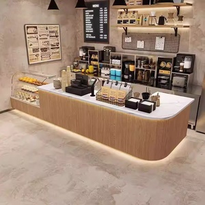 Bancone Bar Personalizzabile in Legno per Caffè e Bubble Tea, per Centri Commerciali e Supermercati, <span class=keywords><strong>Design</strong></span> Ecologico e Resistente con LED per Negozi al Dettaglio - Product Image 5