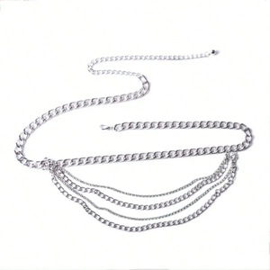Cadena de cintura con capas de diamantes de imitación para mujer |   Cinturón de Cadena Gruesa de Acero Inoxidable Dorado |   Joyería Exótica para el Vientre para Fiestas y Clubes - Product Image 3