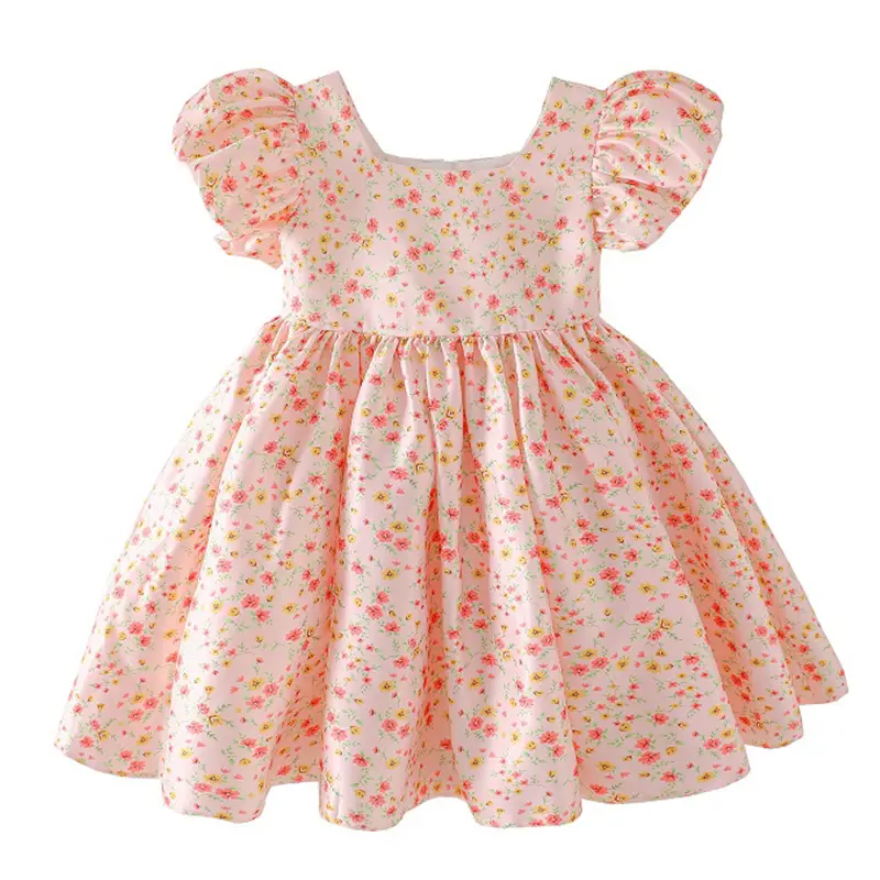 Latest Design Hot Sale Girls Floral Print Party Dress kids Formal Wear Children Birthday Princess Dress