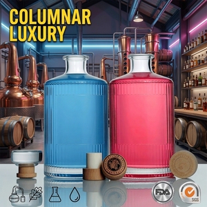 Bouteille de Luxe en <span class=keywords><strong>Verre</strong></span> Cannelé Vertical Solent avec Base Lourde pour Liqueurs, Gins, Rhums et Spiritueux – Vente en Gros Direct Fabricant - Product Image 1