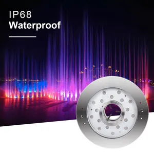Vòng ngoài trời LED dưới nước RGB 12V 24V IP68 LED dưới nước đài phun nước ánh sáng hồ bơi ánh sáng 18W 36W cho đài phun nước