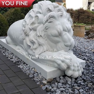 Escultura de León Durmiendo en Mármol Blanco YOUFINE, Decoración Clásica para Exteriores de Jardín o Villa - Product Image 3