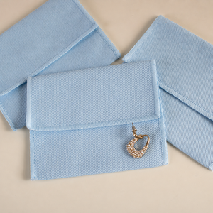 Étiquette en tissu personnalisable en sergé de coton, bordure sertie, fil non détachable, pochettes épaisses pour bijoux et boucles d'oreilles - Product Image 3