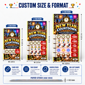 Billets à gratter personnalisés OEM/ODM avec récompenses en espèces, gagnants instantanés, couleur pleine, plusieurs tailles, trois fenêtres, pour collectes de fonds - Product Image 4