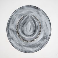 Vintage Distressed Gebürsteter Fedora-Hut mit Breiter Krempe Punk Jazz Hut mit Metallkette Unisex Gothic Cosplay Kostüm Zylinder Grau Schwarz