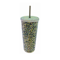 Vaso de Plástico de 24 oz con Diseño Multipatrón, Lujoso, con Purpurina Aplicada a Mano, en Caja de Regalo, Ecológico, Libre de BPA, Reutilizable, de Primera Calidad