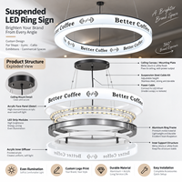 Enseigne lumineuse circulaire LED suspendue personnalisée GOZONE pour café et restaurant