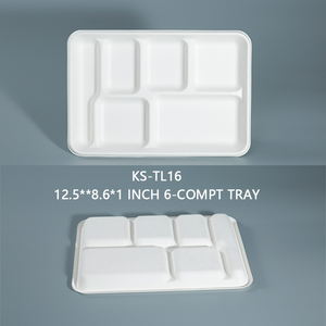 12.5*8.6 inch trường khay ăn trưa 6 ngăn bã mía tấm, 100% compostable dùng một lần bã mía tấm cho tiệc tự chọn, đảng - Product Image 4